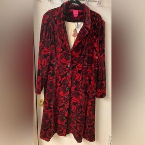 NWT Torrid Betsey Johnson Floral Puff Sleeve Button Front Coat; Size 4x